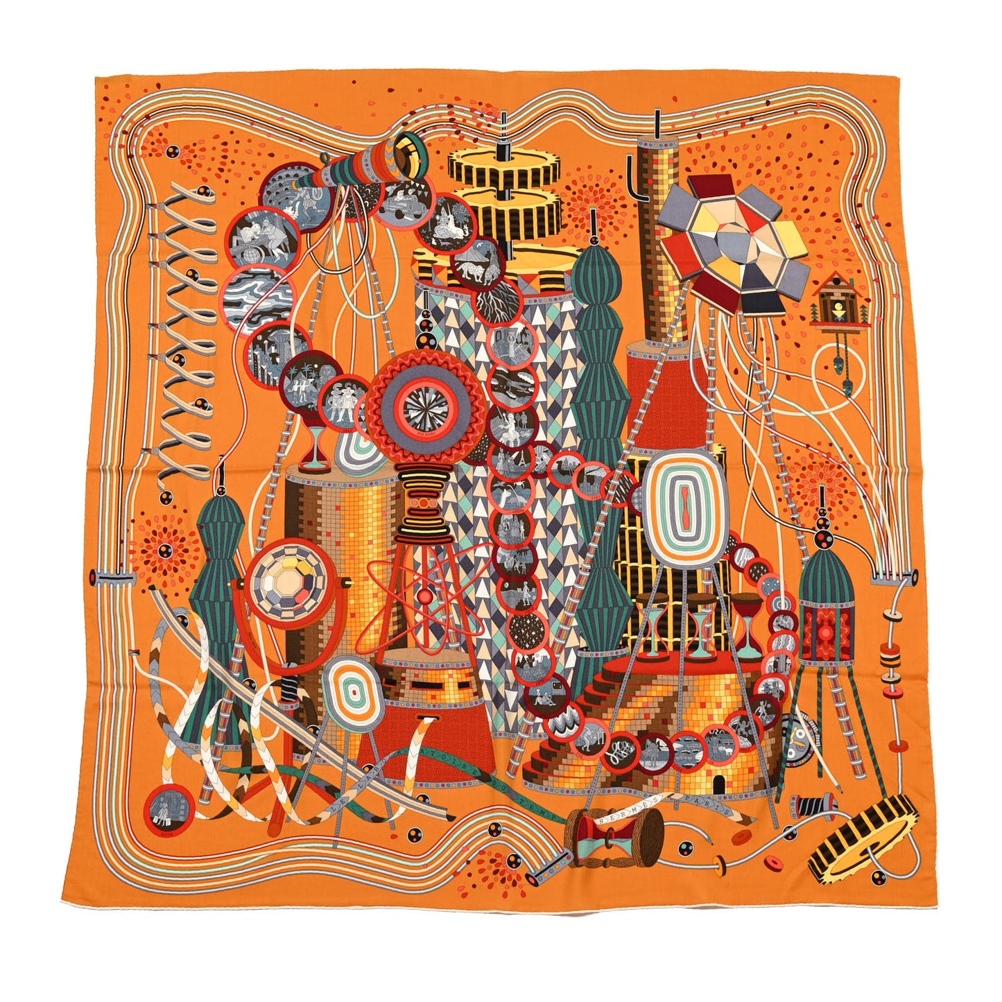 Cashmere Silk Le Laboratoire du Temps Shawl 140 Caramel Vert Corail