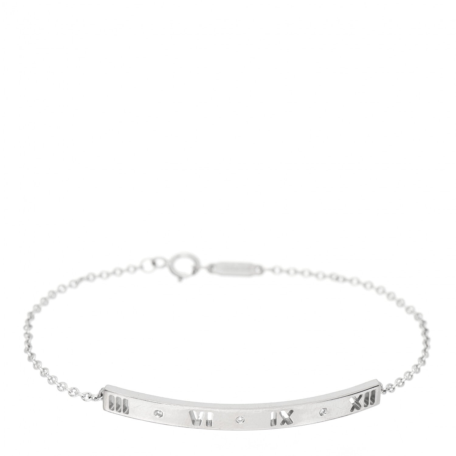 Tiffany 18K White Gold Diamond Atlas Bar Pierced Bracelet 1 of 4