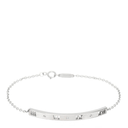 Tiffany 18K White Gold Diamond Atlas Bar Pierced Bracelet 1 of 4