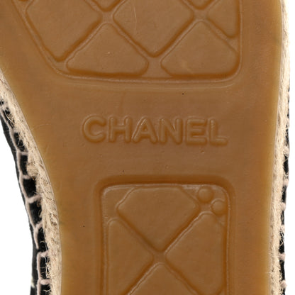 Chanel Suede Pearl CC Espadrilles 38 Black 8 of 9
