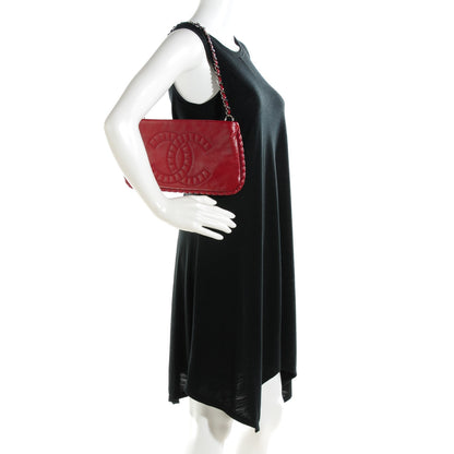 Chanel Calfskin On The Bund Pochette Dark Red 2 of 7