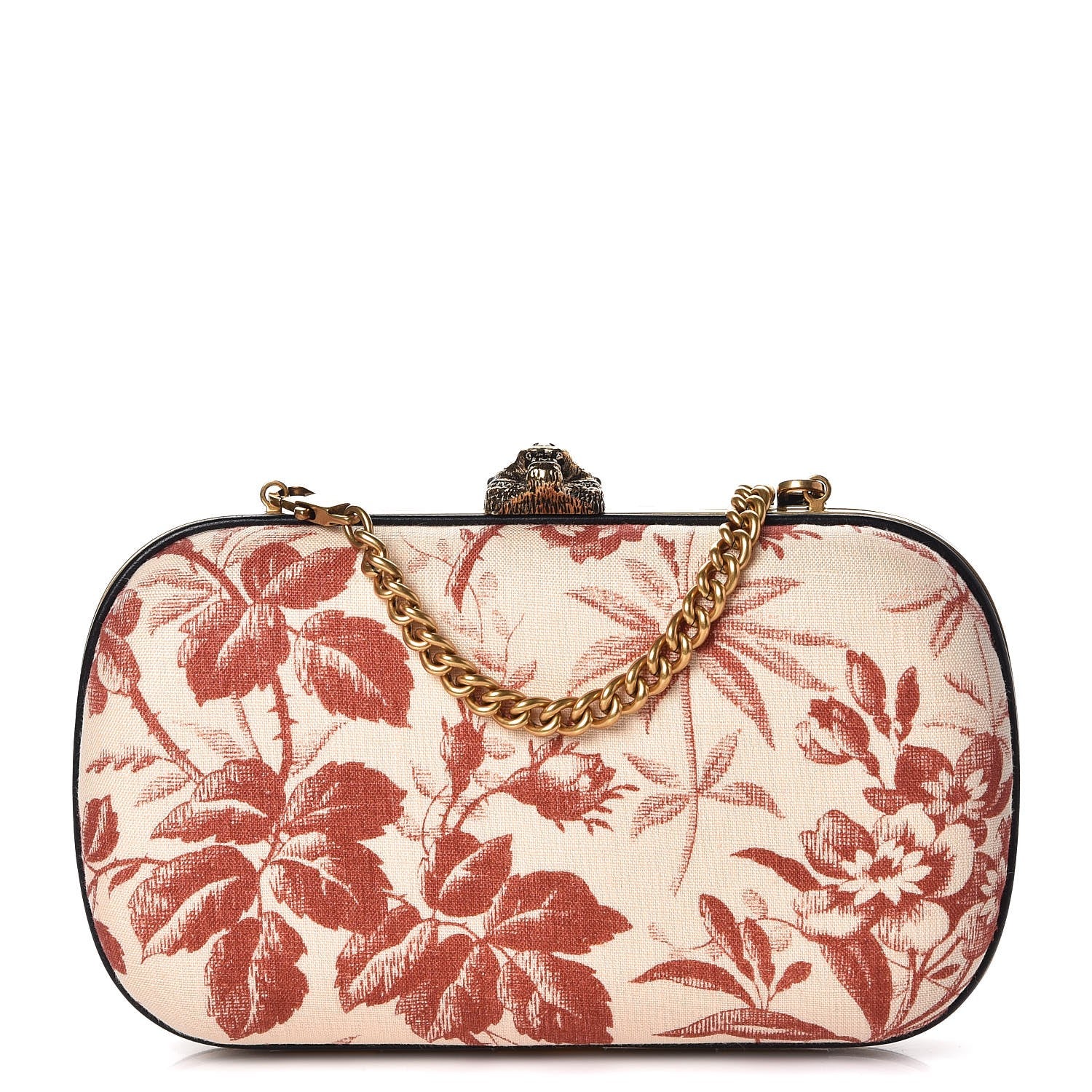 Gucci Linen Herbarium Print Broadway Box Clutch Cherry 1 of 9