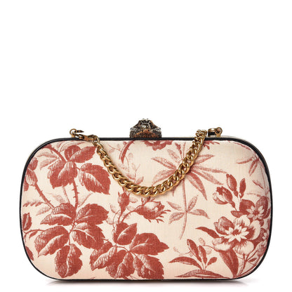 Gucci Linen Herbarium Print Broadway Box Clutch Cherry 1 of 9