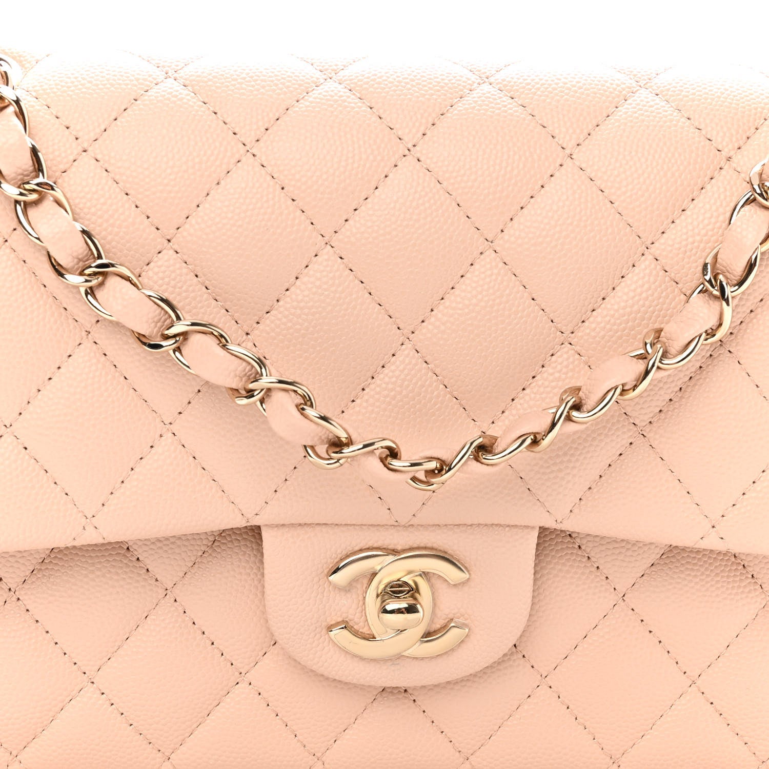 Chanel Caviar Quilted Medium Double Flap Light Beige 7 of 9
