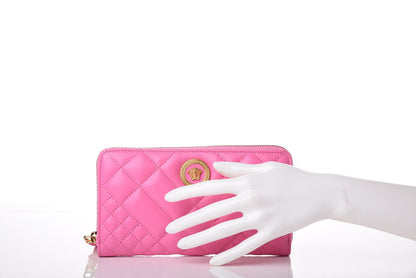 Versace Nappa Quilted Icon Zip Around Wallet Pink 2 of 6