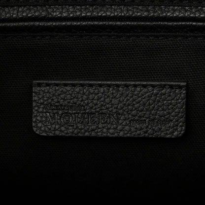 Alexander McQueen Pebbled Calfskin Large Skull Padlock Zip Around Tote Black 6 of 10