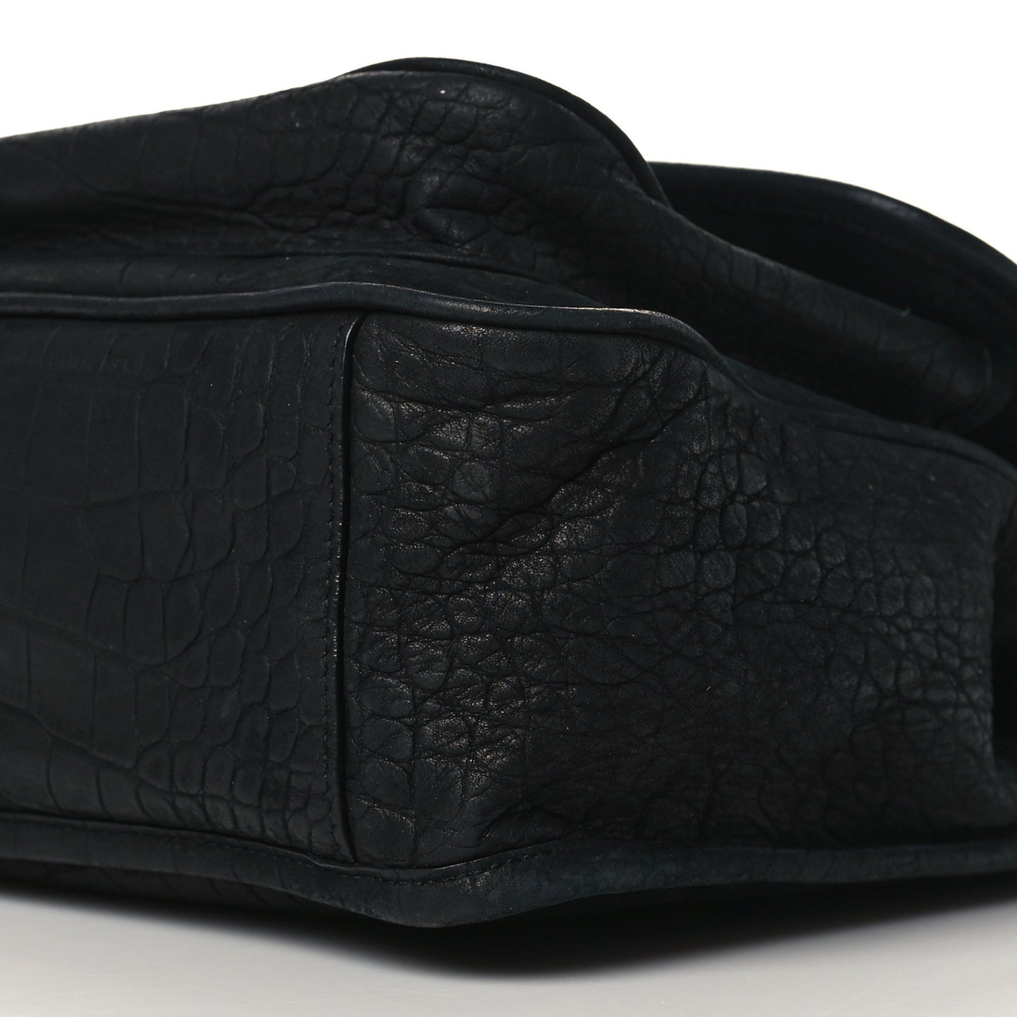 Nubuck Crocodile Embossed Monogram Medium Niki Chain Satchel Black