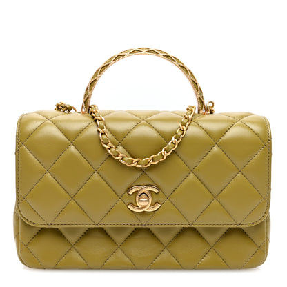 Chanel Lambskin Quilted Metal Top Handle Flap Green 1 of 10