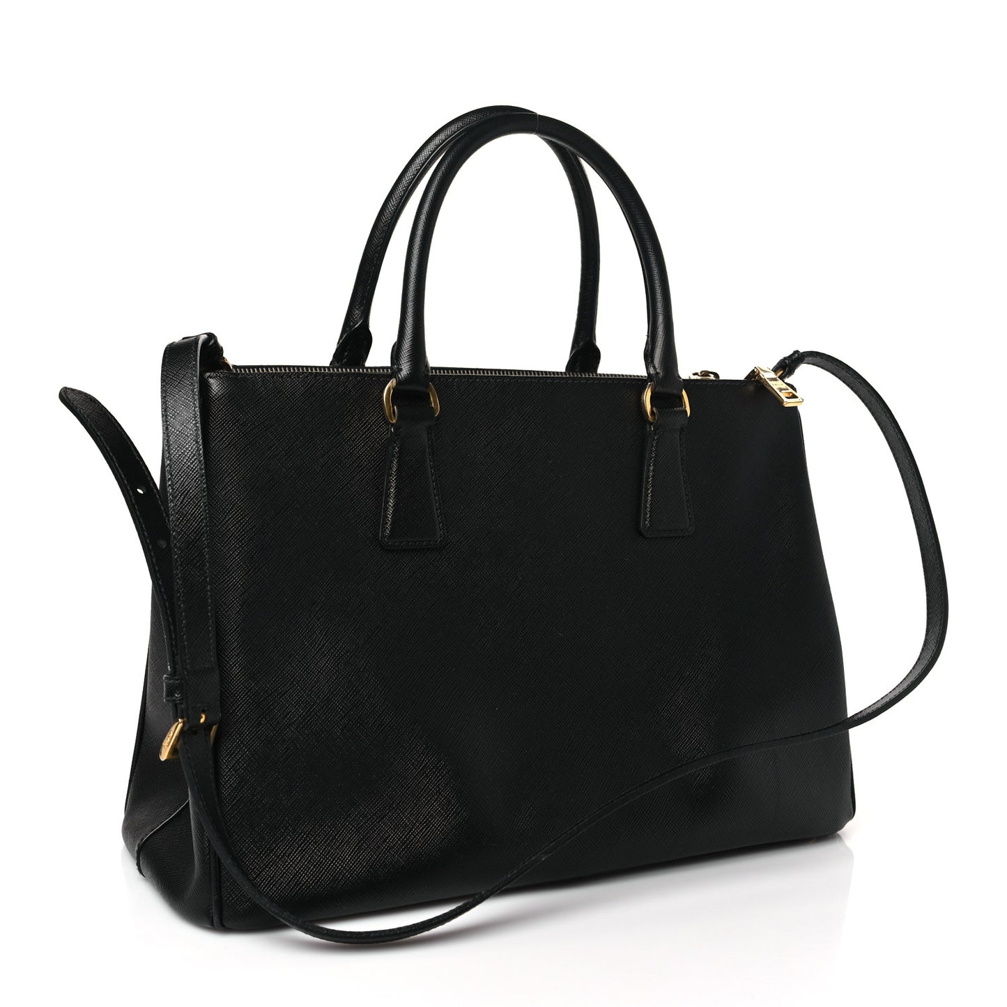 Saffiano Medium Galleria Double Zip Tote Black