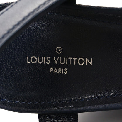 Louis Vuitton Calfskin Monogram Denim Waterfall Wedge Sandals 38 Blue 8 of 10