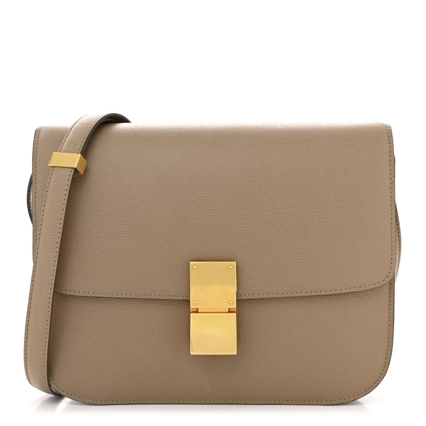 Liege Calfskin Medium Classic Box Flap Bag Taupe