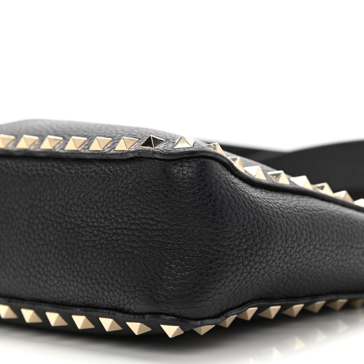 Pebbled Calfskin Mini Rockstud Flip-Lock Messenger Bag Black