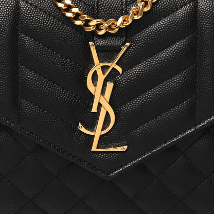 Saint Laurent Grain De Poudre Mixed Matelasse Triquilt Monogram Chain Wallet Black 9 of 12
