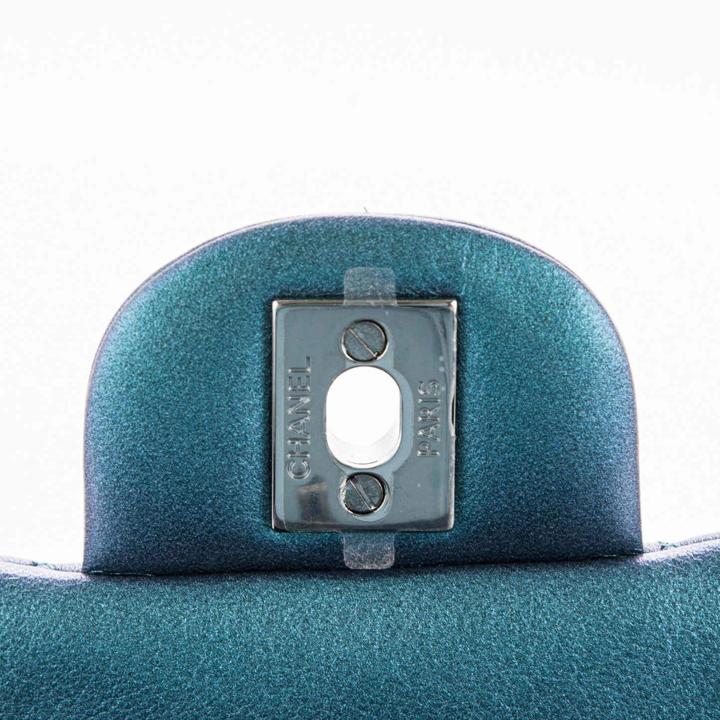 Iridescent Lambskin Quilted Mini Rectangular Flap Turquoise