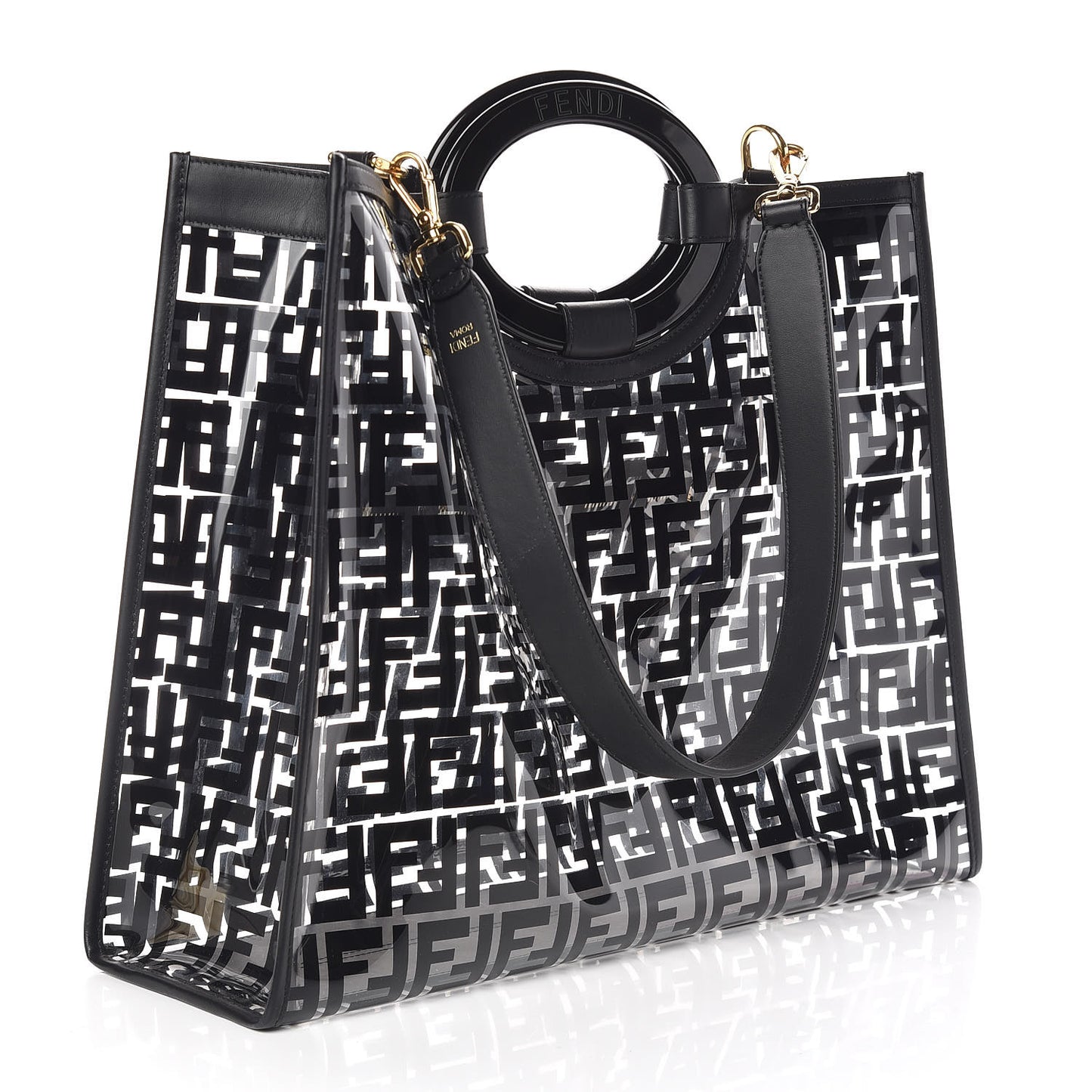 TPU FF Vitello Century Plexiglass Medium Runaway Shopper Tote Black