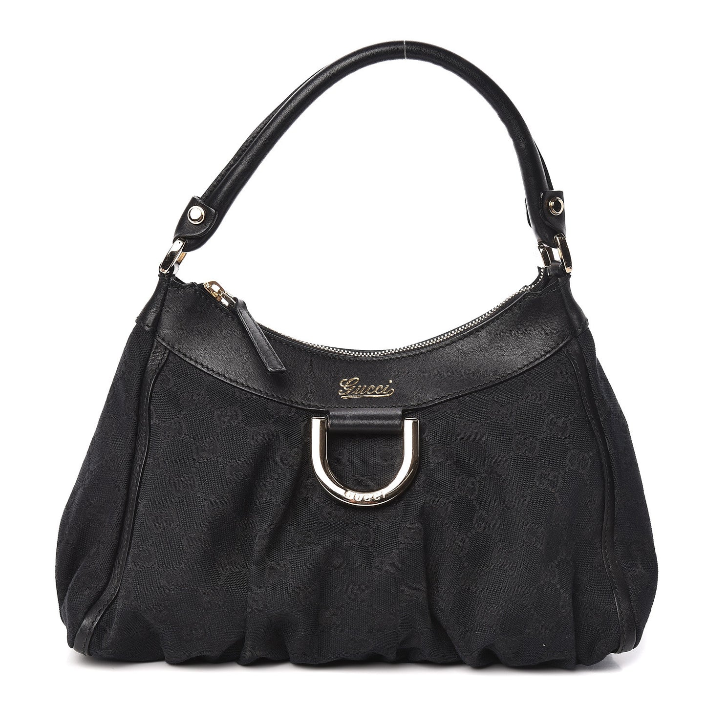 Monogram Medium D Gold Ring Hobo Black