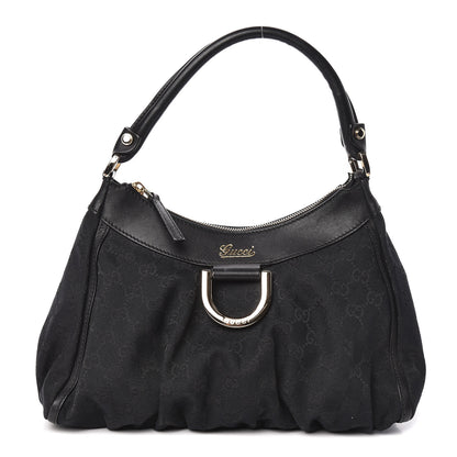 Gucci Monogram Medium D Gold Ring Hobo Black 1 of 12