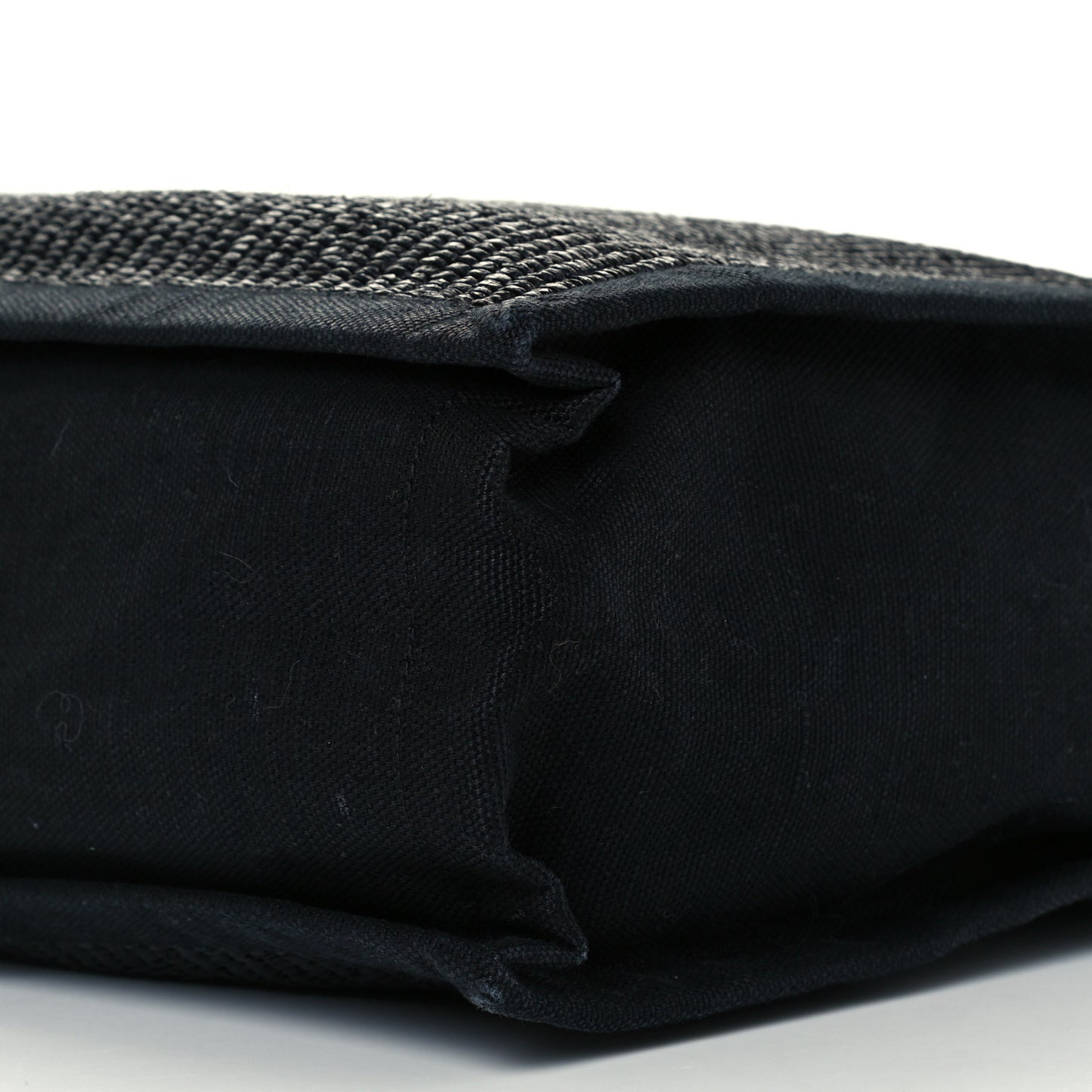 Raffia Linen Calfskin Rive Gauche Tote Black