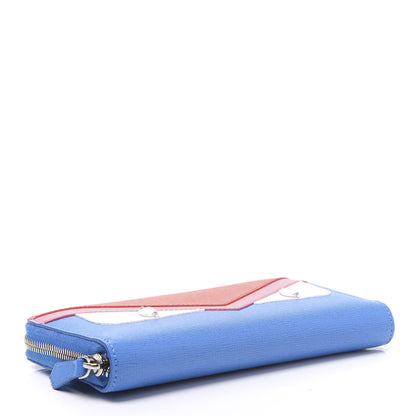 Fendi Vitello Elite Crystal Eye Monster Zip Around Wallet Royal Blue Papavero Multicolor 3 of 10