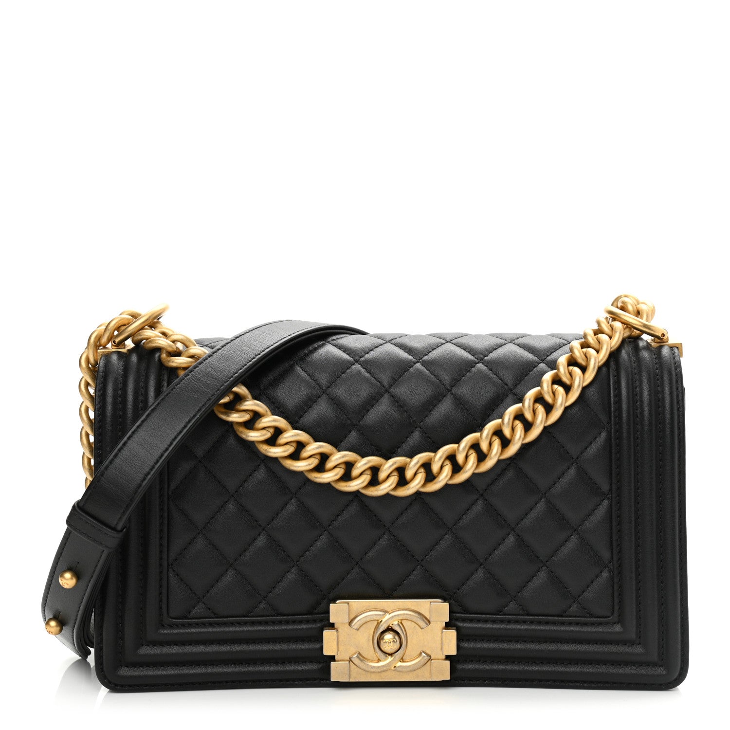Chanel Lambskin Quilted Medium Boy Flap Black 1 of 12