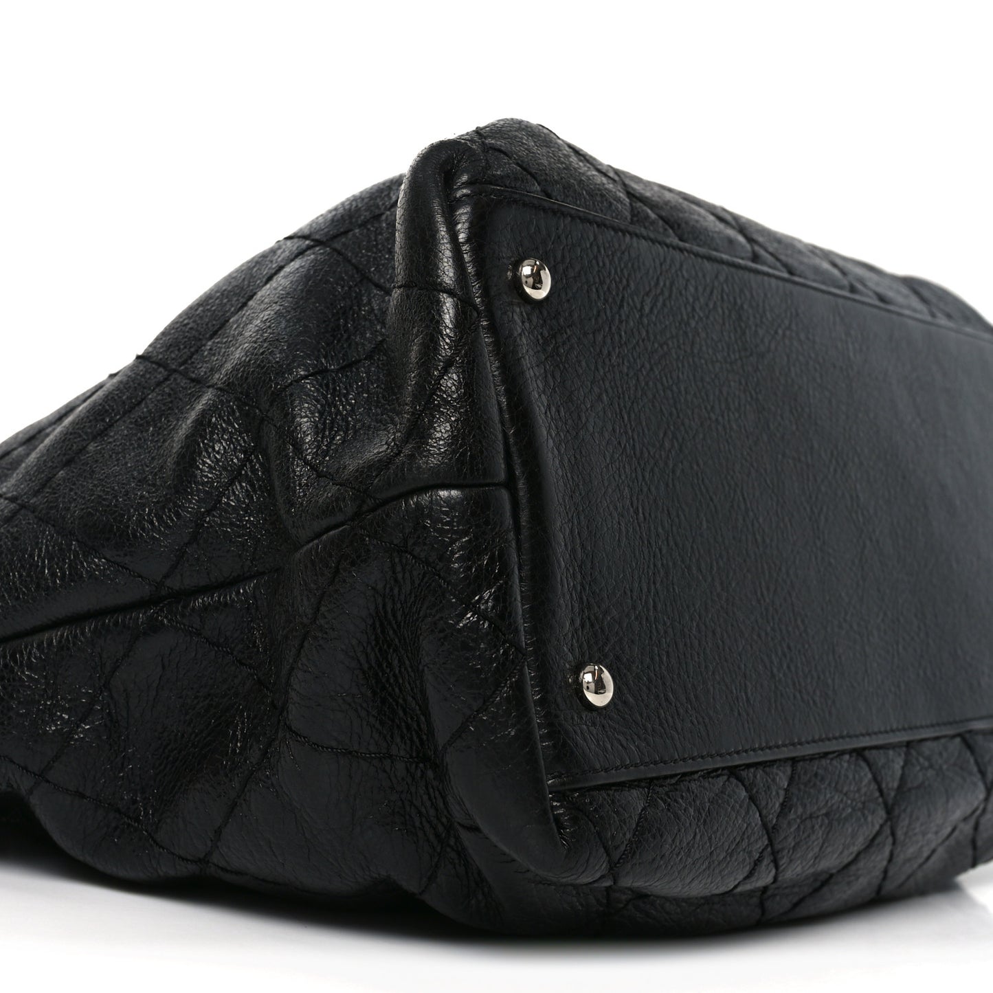 Glazed Calfskin Large On The Road Tote Black