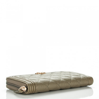Chanel Caviar Quilted Boy Long Zip Around Wallet Khaki 4 of 8