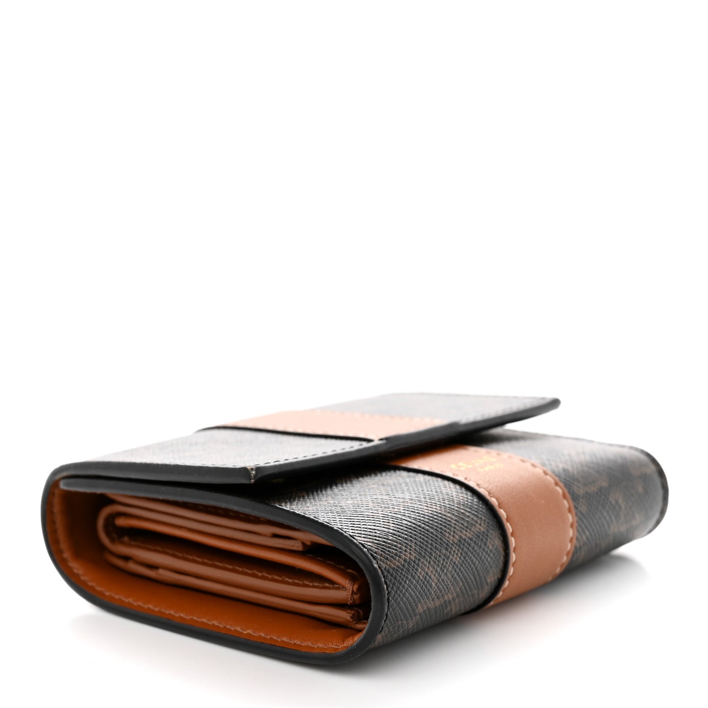 Canvas Triomphe Lambskin Folded Compact Wallet Tan
