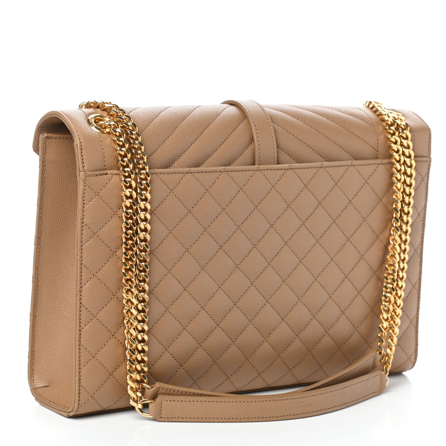 Grain De Poudre Textured Mixed Matelasse Triquilt Large Monogram Satchel Natural Tan
