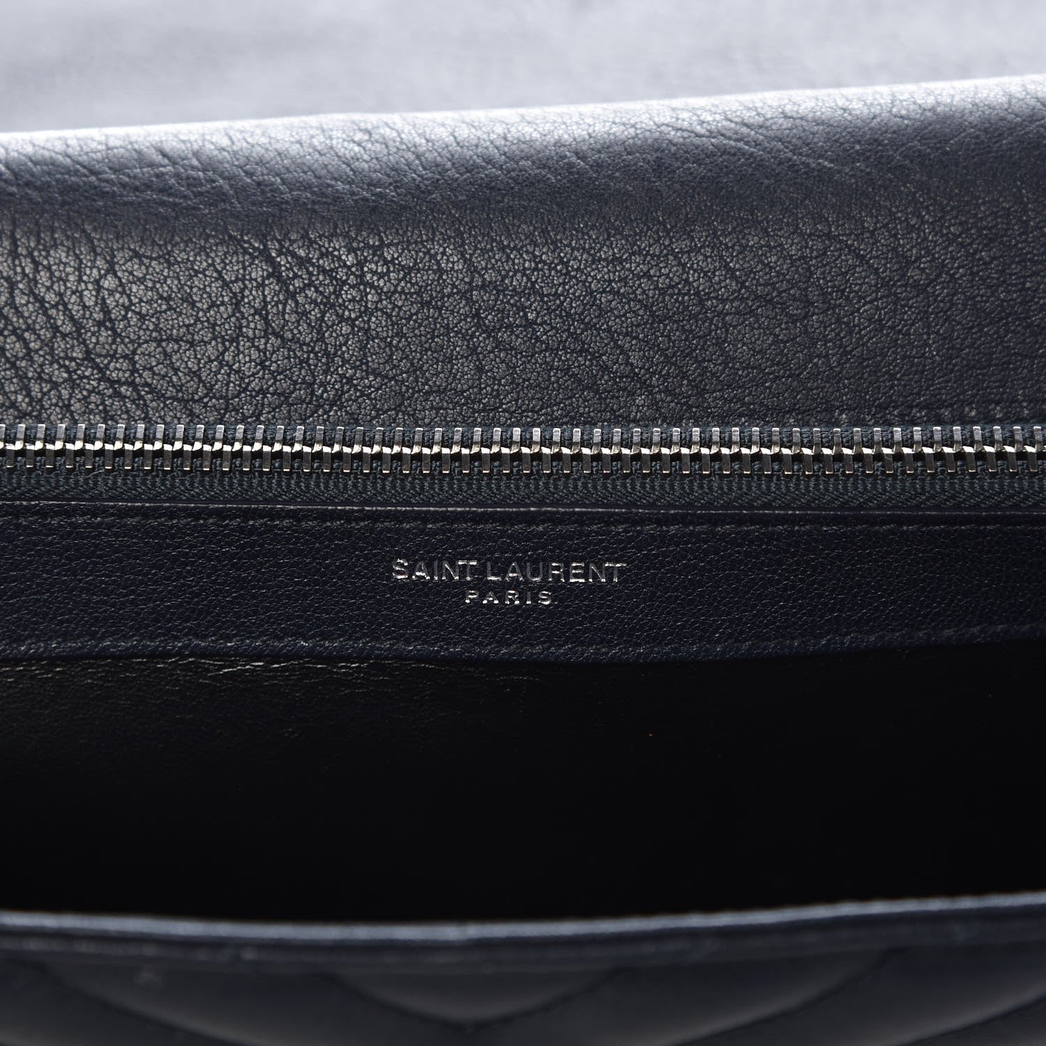 Saint Laurent Sheepskin Matelasse Chevron Monogram Large College Satchel Navy Blue 6 of 9