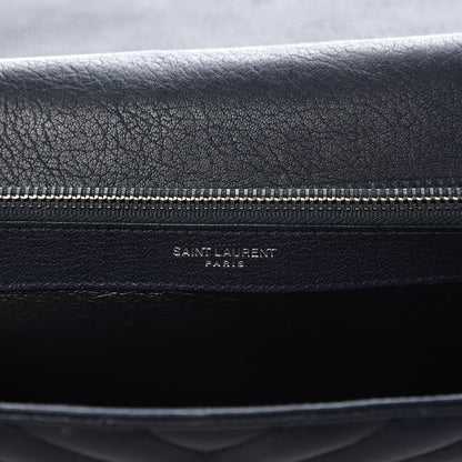 Saint Laurent Sheepskin Matelasse Chevron Monogram Large College Satchel Navy Blue 6 of 9