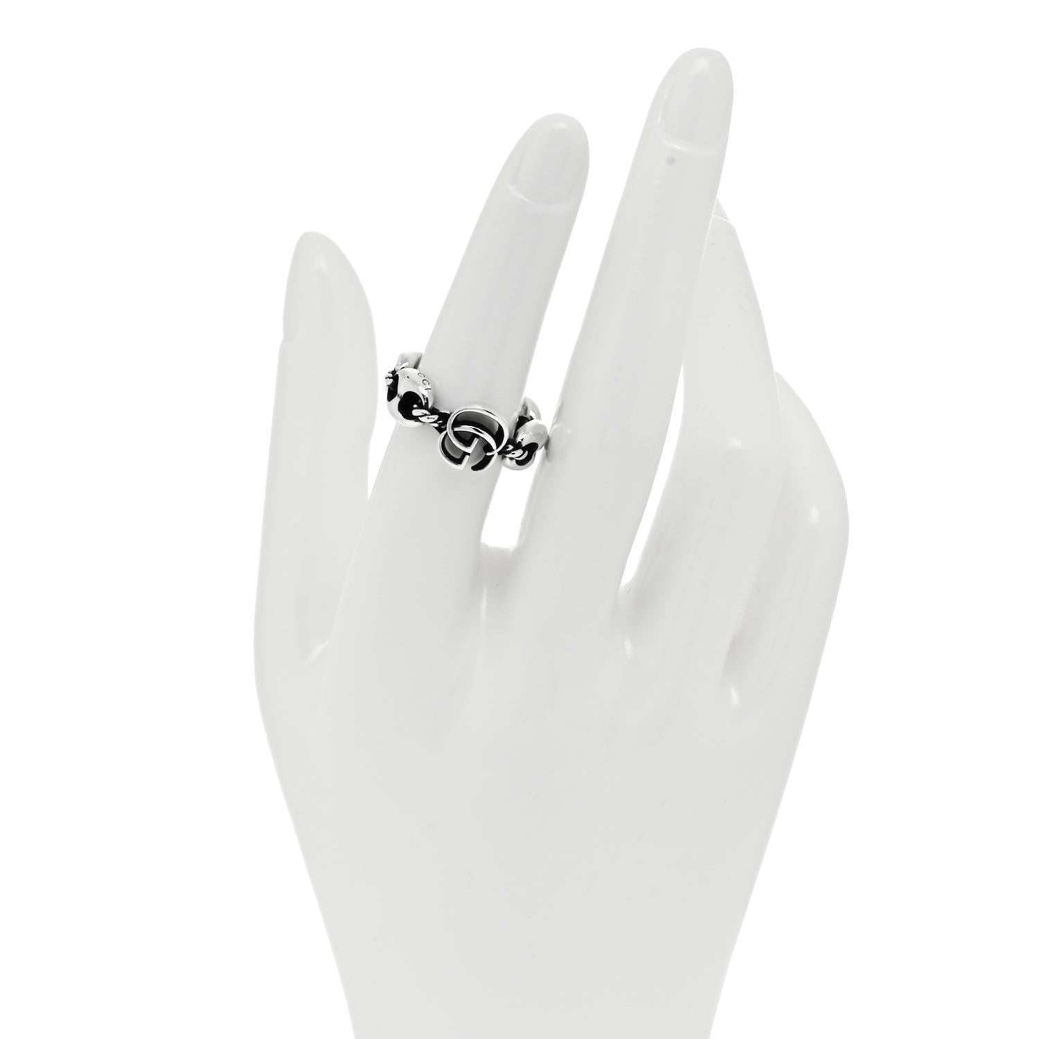 Gucci Sterling Silver GG Chain Ring 54 6.75 2 of 6