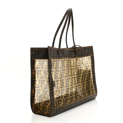 Fendi Mesh Glazed Fabric FF 1974 Tote Tobacco 5 of 16