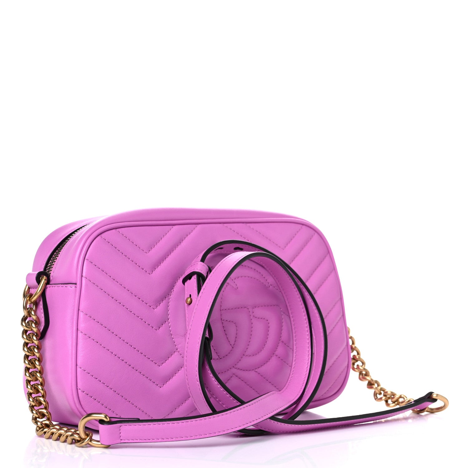 Gucci Calfskin Matelasse Small GG Marmont Chain Shoulder Bag Candy Mousse 3 of 12