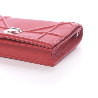 Christian Dior Grained Calfskin Diorama Wallet on Chain Pouch Rouge Vif 9 of 13