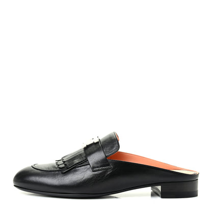 Hermes Goatskin Rivoli Mules 37.5 Black 1 of 8