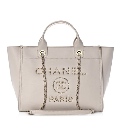 Chanel Caviar Medium Studded Deauville Tote Ivory 1 of 14