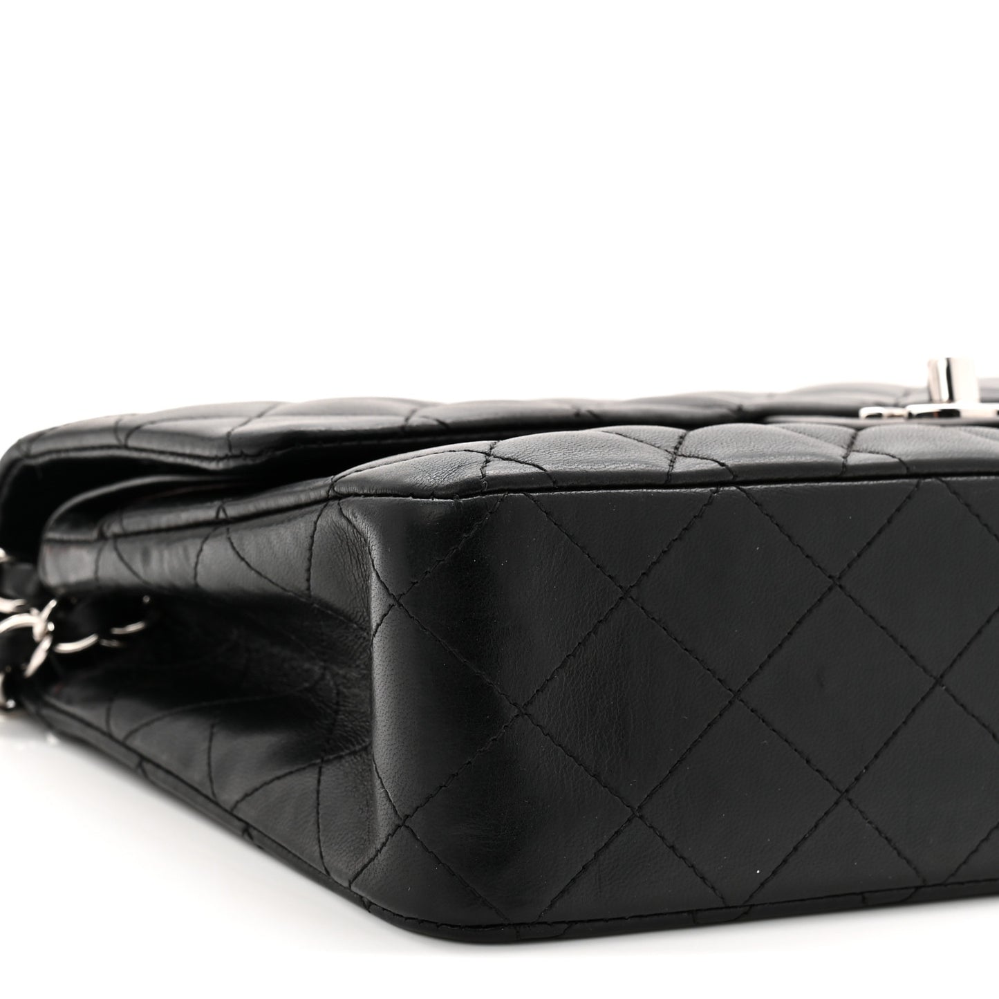 Lambskin Quilted Medium Double Flap Black