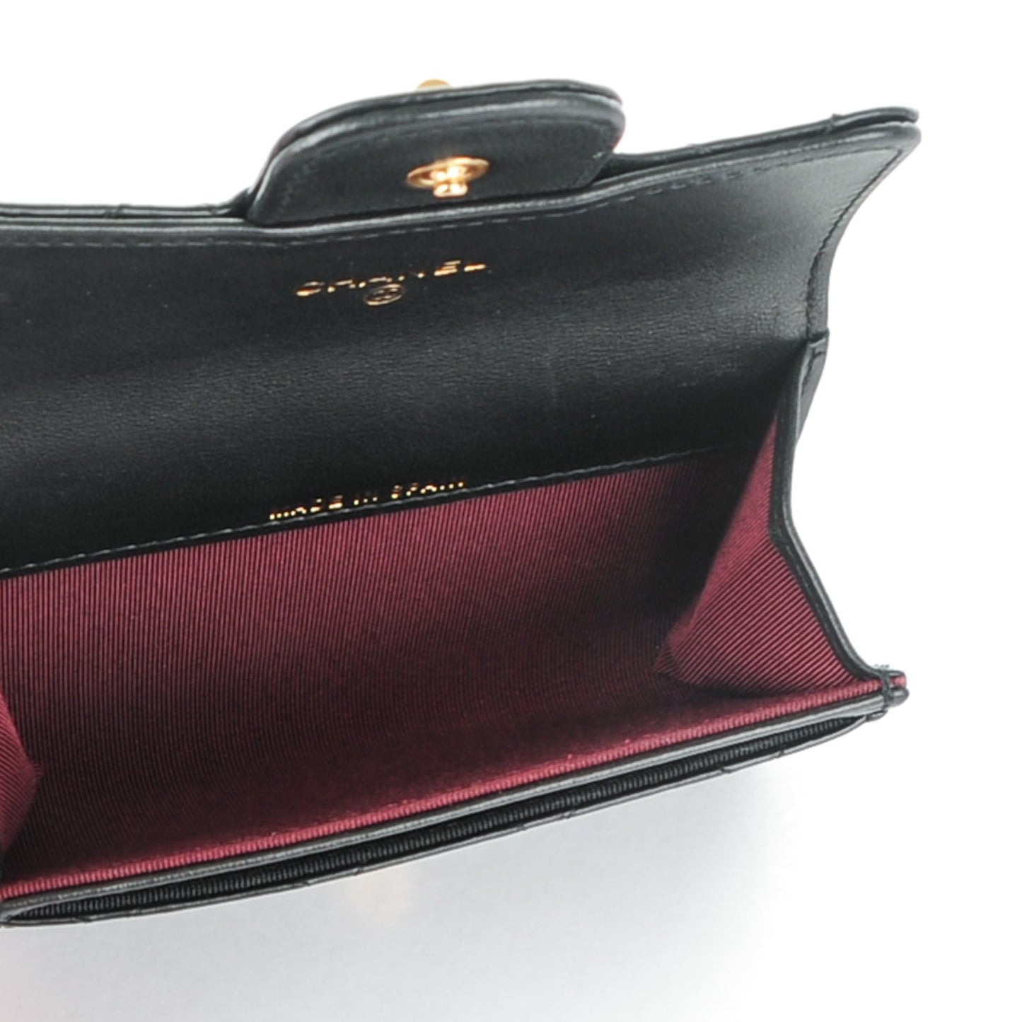 Aged Calfskin Quilted Reissue Flap Card Holder Black