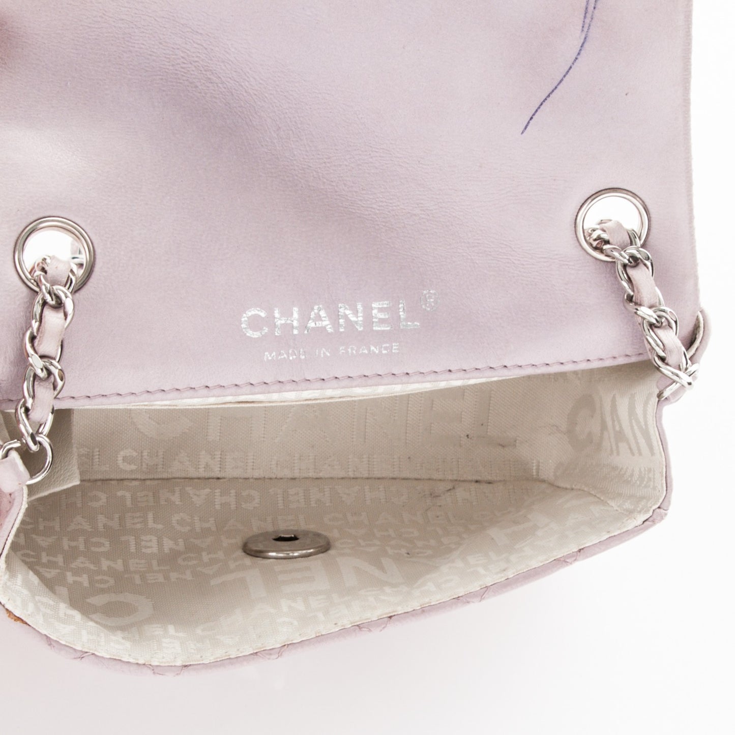 Lambskin Quilted Ladybug Extra Mini Flap Lavender