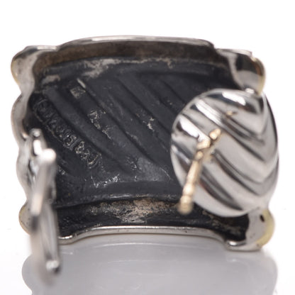 David Yurman Sterling Silver 14K Yellow Gold Cable Classics Cigar Band Earrings 6 of 6