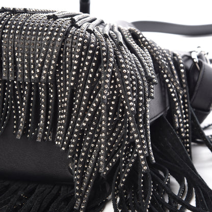Saint Laurent Calfskin Studded Small Emmanuelle Fringe Bucket Bag Black 10 of 10