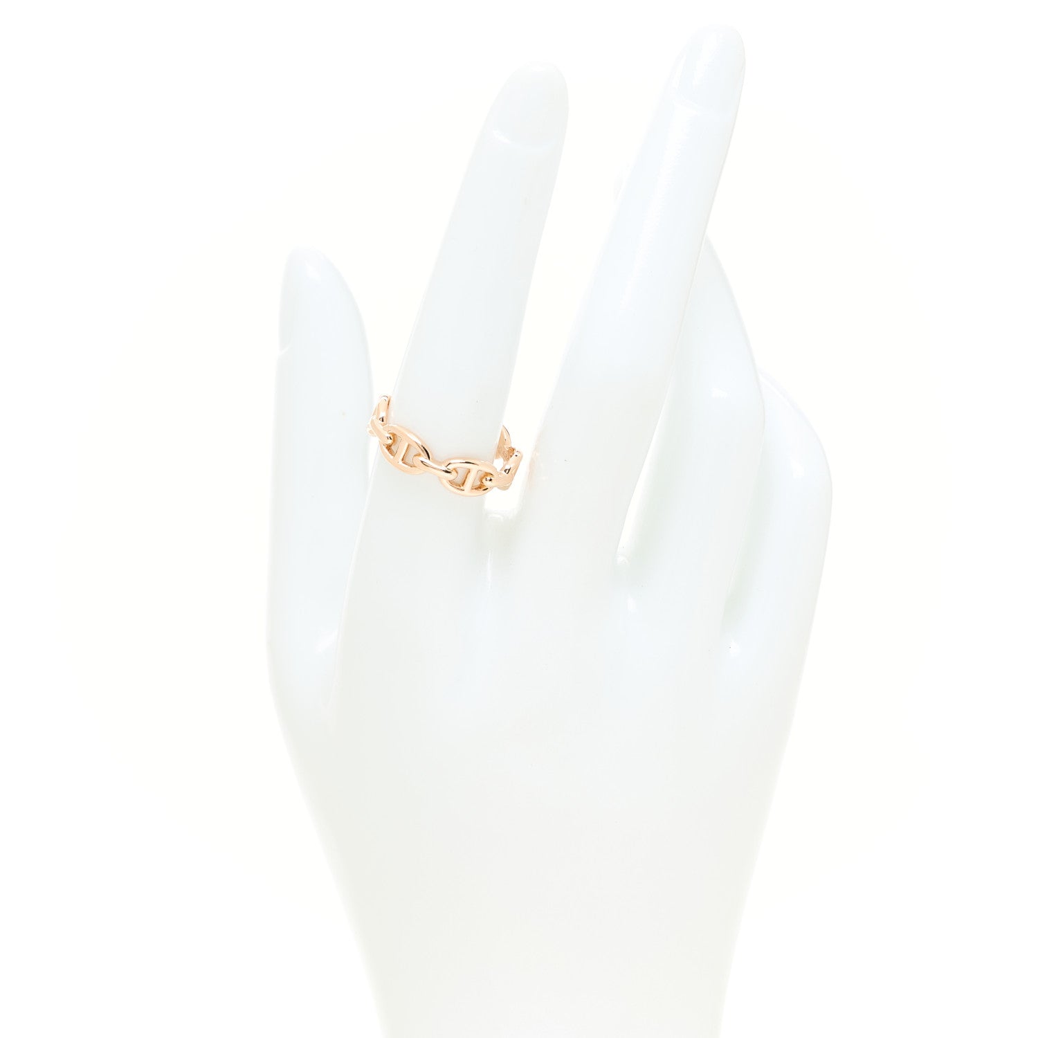 Hermes 18K Rose Gold PM Chaine d'Ancre Enchainee Ring 57 8 2 of 6