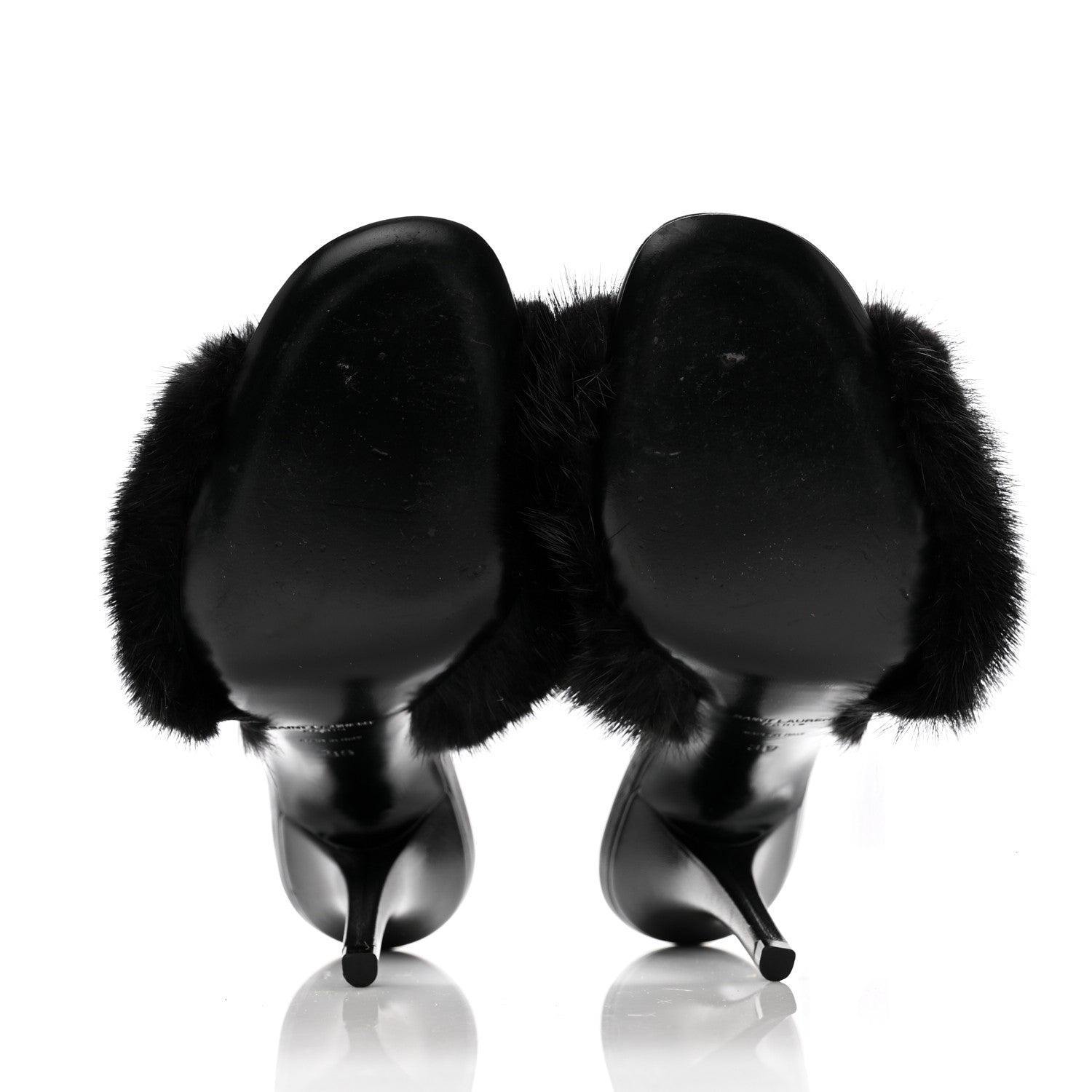 Saint Laurent Mink Calfskin Roy Mule Sandals 39 Black 9 of 19