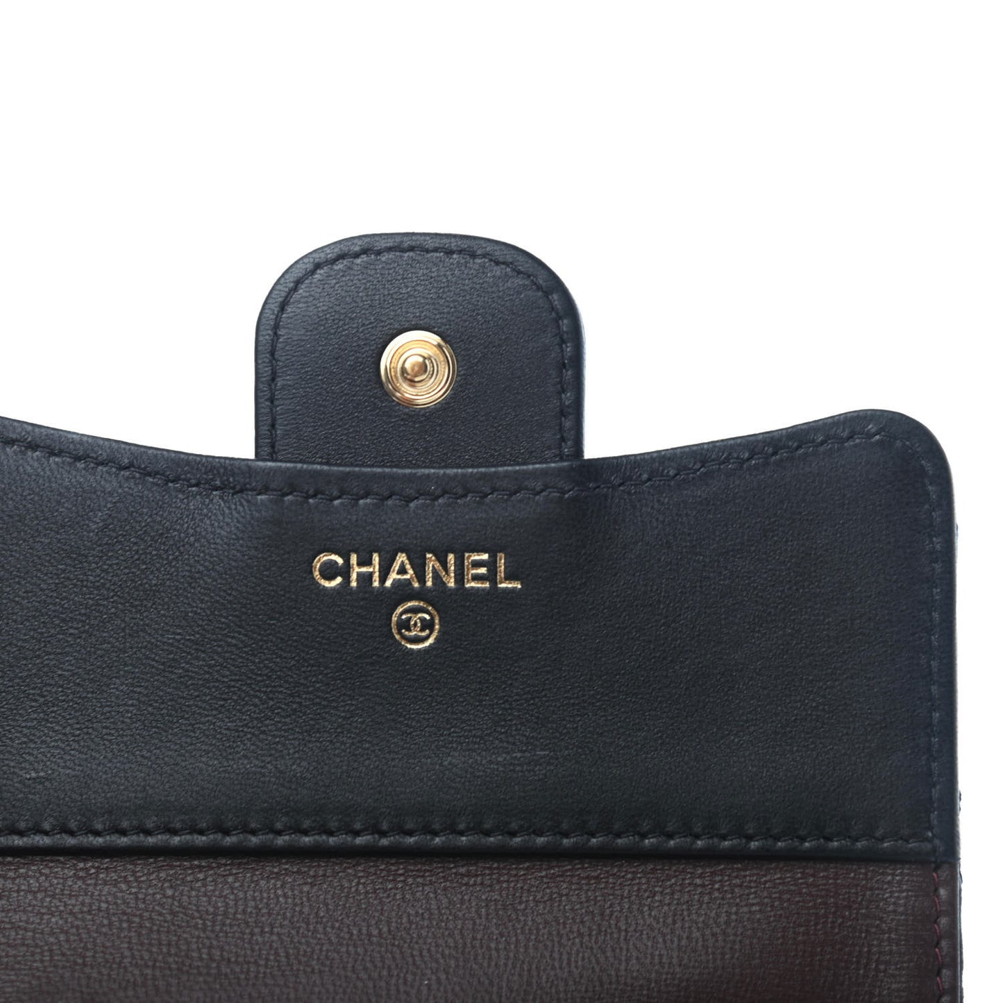 Lambskin Quilted Compact Flap Wallet Black