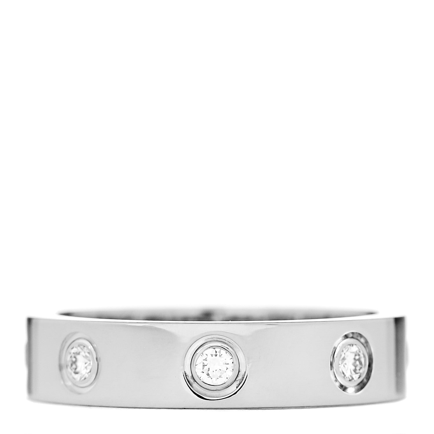 Cartier 18K White Gold 8 Diamond 4mm LOVE Wedding Band Ring 48 4.5 1 of 5
