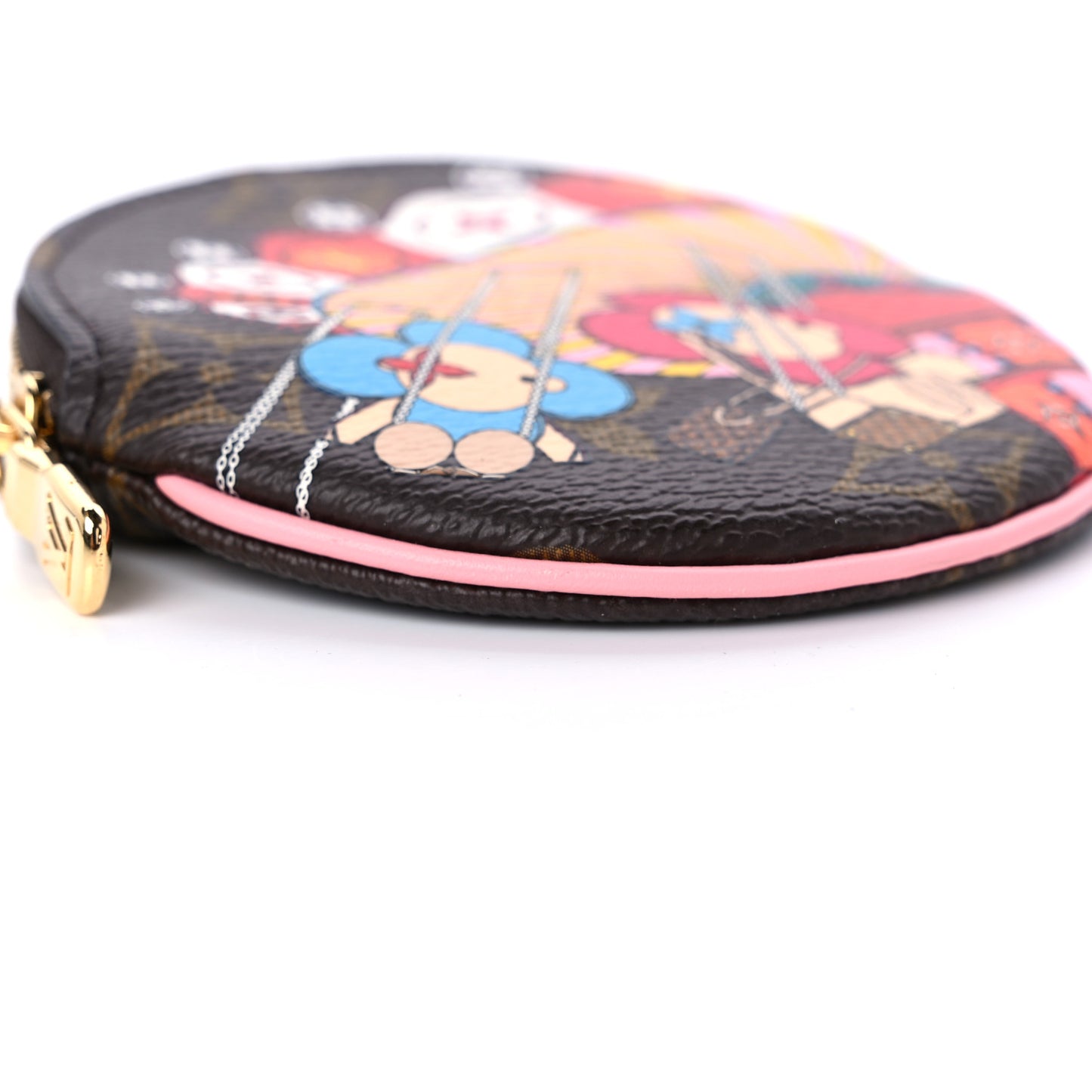 Monogram 2020 Christmas Animation Swing Ride Round Coin Purse Pink Poppy