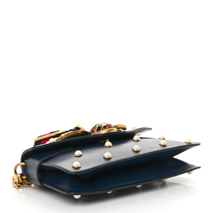 Gucci Nappa Pearl Studded Mini Queen Margaret Broadway Shoulder Bag Blue Agata 4 of 13