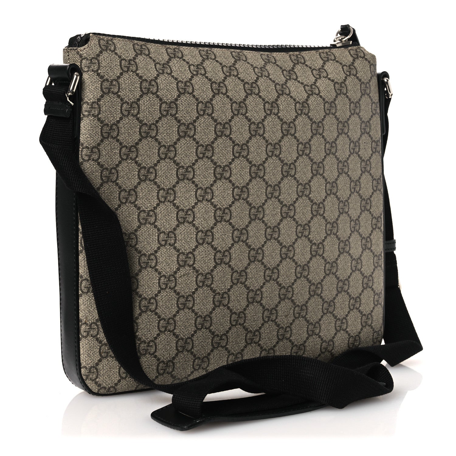 Gucci GG Supreme Monogram Flat Messenger Bag Black 2 of 13