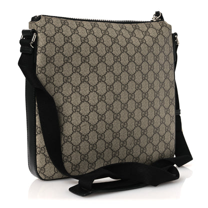 Gucci GG Supreme Monogram Flat Messenger Bag Black 2 of 13