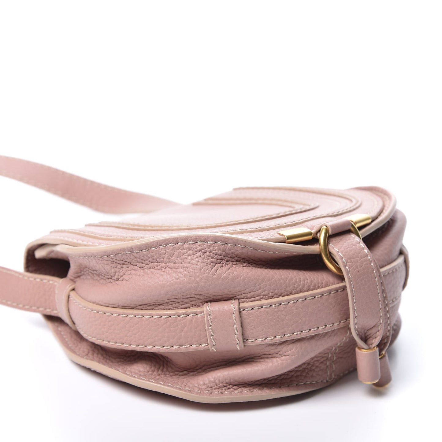 Grained Calfskin Small Marcie Saddle Bag Anemone Pink